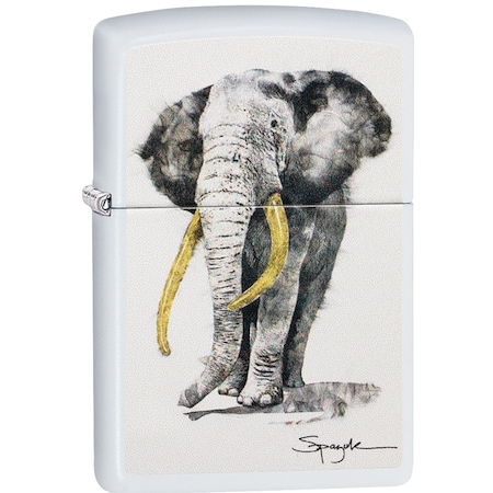 Zippo 2024 Zippo Custom Steven Spazuk Elephant White Matte 29844 ZIP-214CI409006
